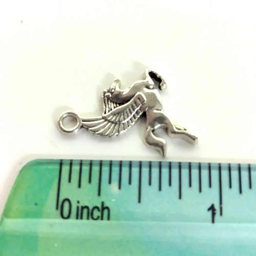 Whimsical Silver Tone Pegasus Fairy Magic Unicorn Mini Pendant Bracelet Charm